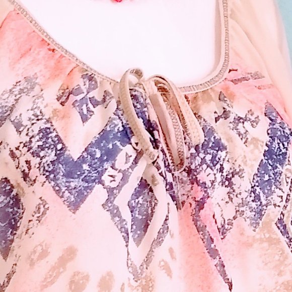 Ivory Print Bohemian Top Sz S - Picture 6 of 8